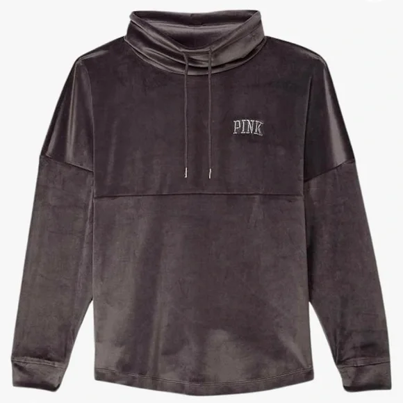 Victoria’s Secret PINK Varsity Velour Cowl Neck Relaxed Fit Tunic Top SZ Medium - Picture 2 of 9